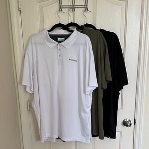3 Columbia Men's Polo Shirt - Classic White, Olive Green, Jet Black